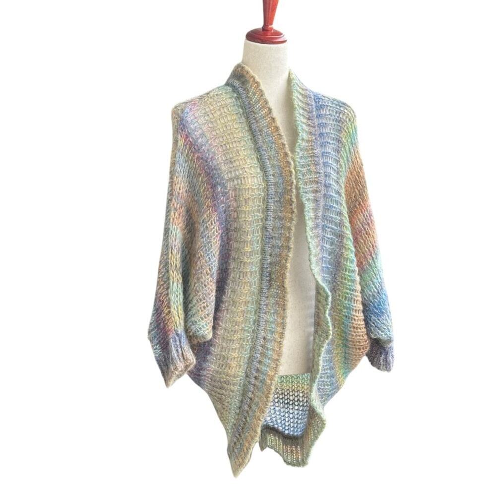 Trina Turk Kurt’s Spring Mohair Alpaca Knit Cocoon Crochet Cardigan Multicolor M